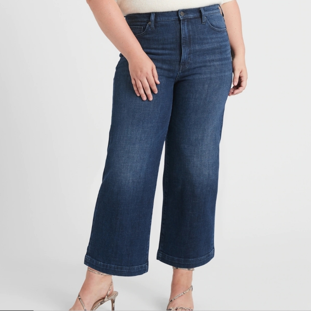 BANANA REPUBLIC High-Rise Wide-Leg Cropped Jean Sz 32
